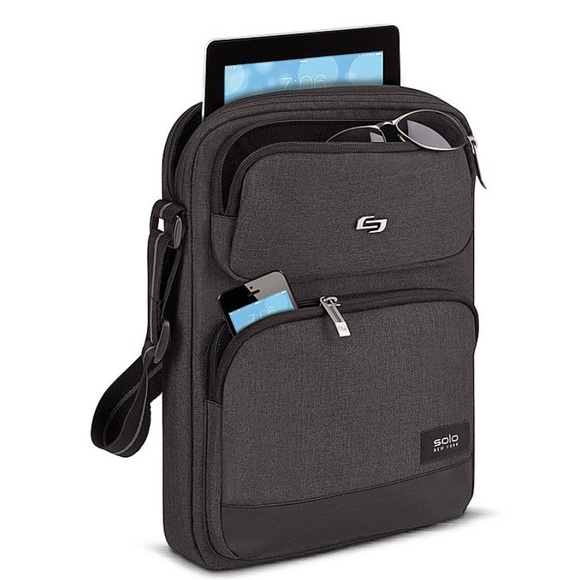 Solo tablet bag with pockets, gray in color - Picture 3 of 7